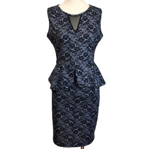 ANDREA Missy Women's Large Black‎ and White Ruffle Drop Waist Dress Witchy NEW